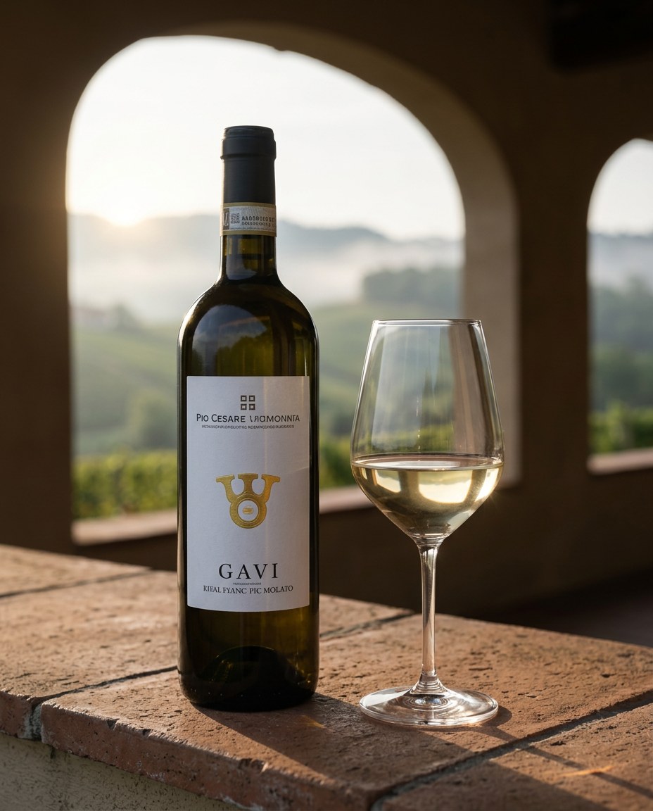 Giordano Lombardo San Martino Gavi di Gavi bottle and a glass of the wine