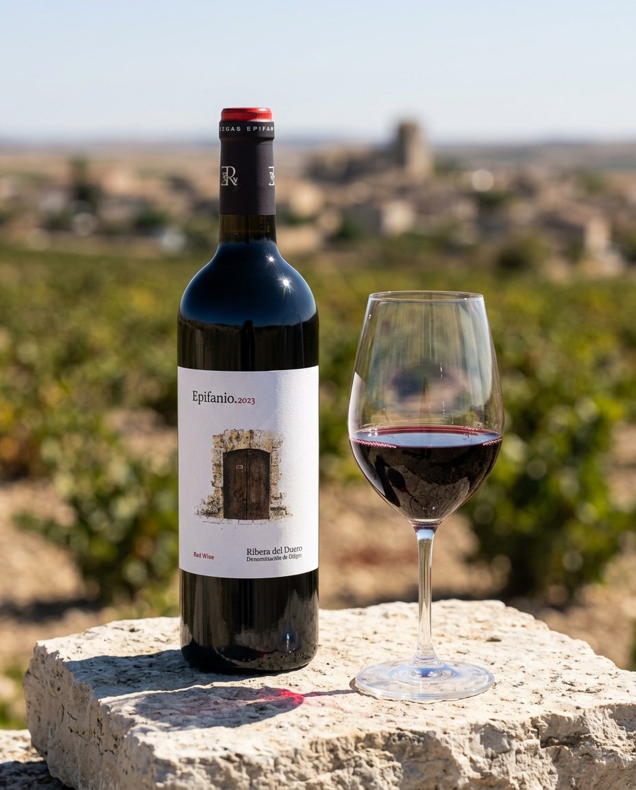 Epifanio Tempranillo bottle and a glass of the wine